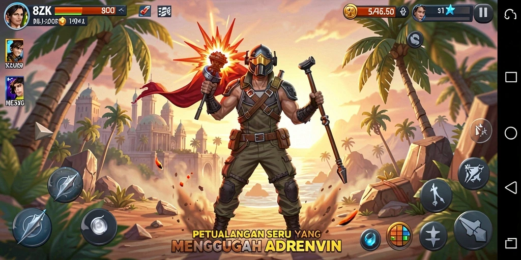 Screenshot gameplay 8ZK menampilkan misi seru dan latar yang menarik.