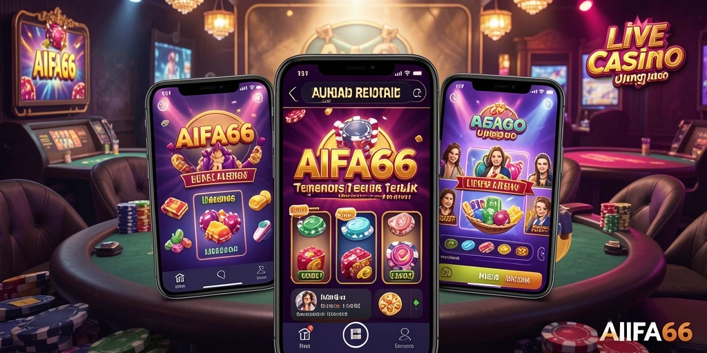 Screenshot AIFA66 menampilkan dealer profesional dalam permainan Live Casino yang mendebarkan.
