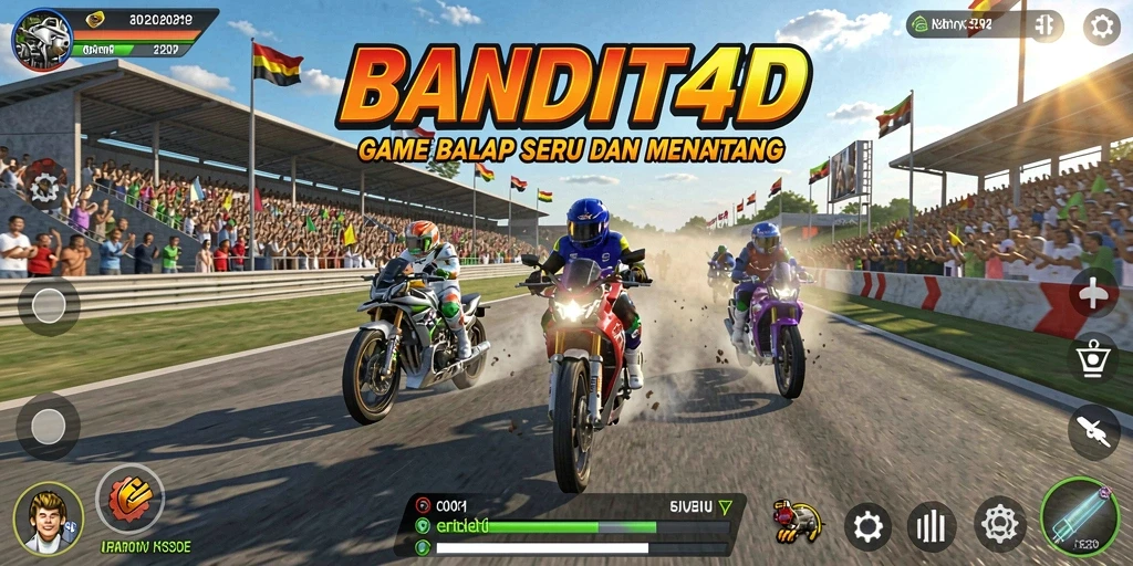 Tampilan gameplay menarik dari BANDIT4D dalam balapan yang seru.