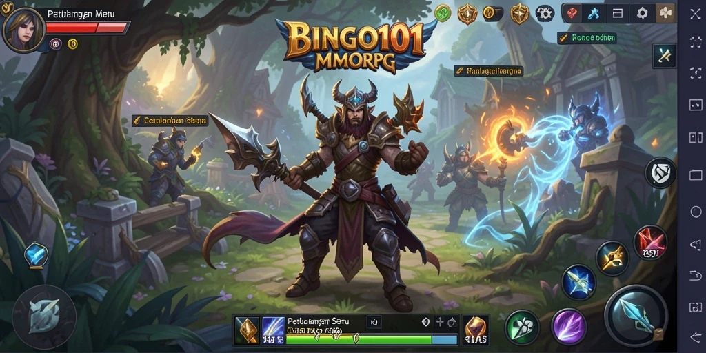 Tampilan gameplay seru dari BINGO101 yang menampilkan aksi petualangan MMORPG.