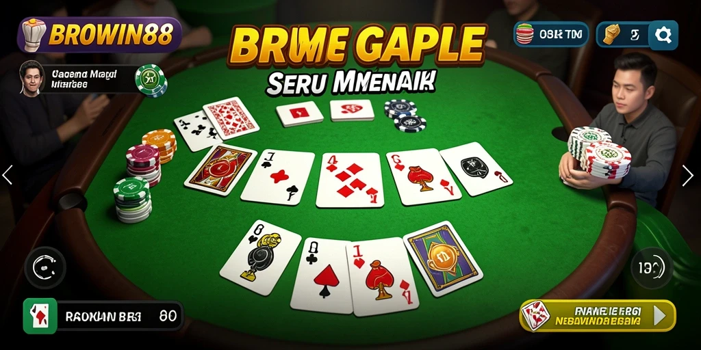 Screenshot BROWIN88 menunjukkan gameplay Gaple yang menarik dan interaktif.