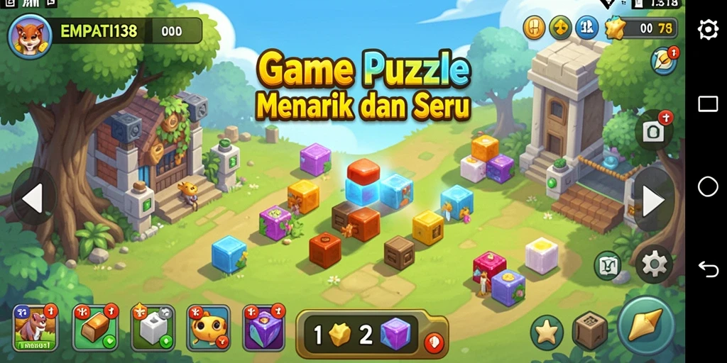 Screenshot permainan EMPATI138 menampilkan gameplay Puzzle yang seru dan menantang.