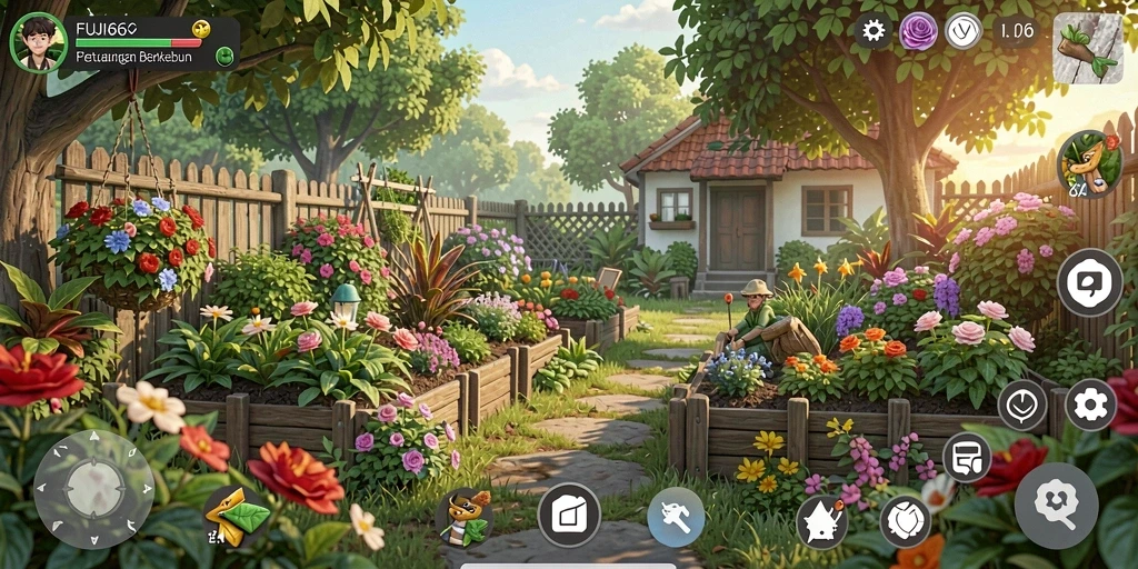 Gameplay seru FUJI66 saat bertani dan merawat hewan.