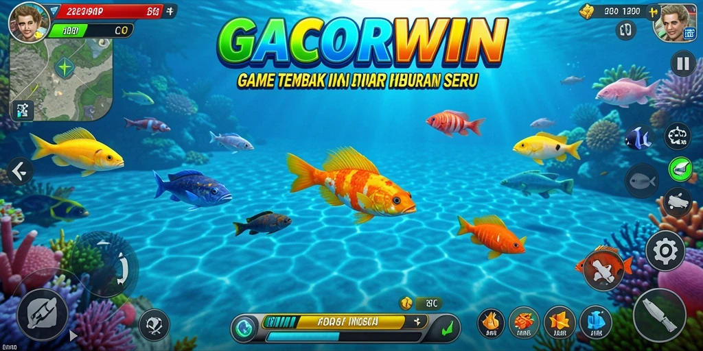 Tampilan gameplay seru dalam GACORWIN, menangkap ikan dengan gaya.