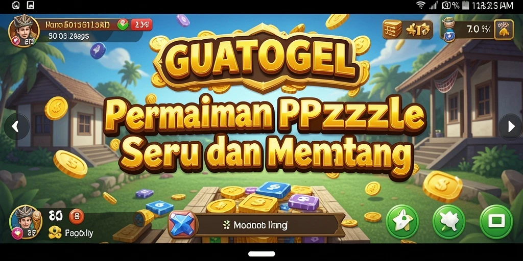 Tampilan gameplay GUATOGEL menampilkan teka-teki menarik dan berwarna.