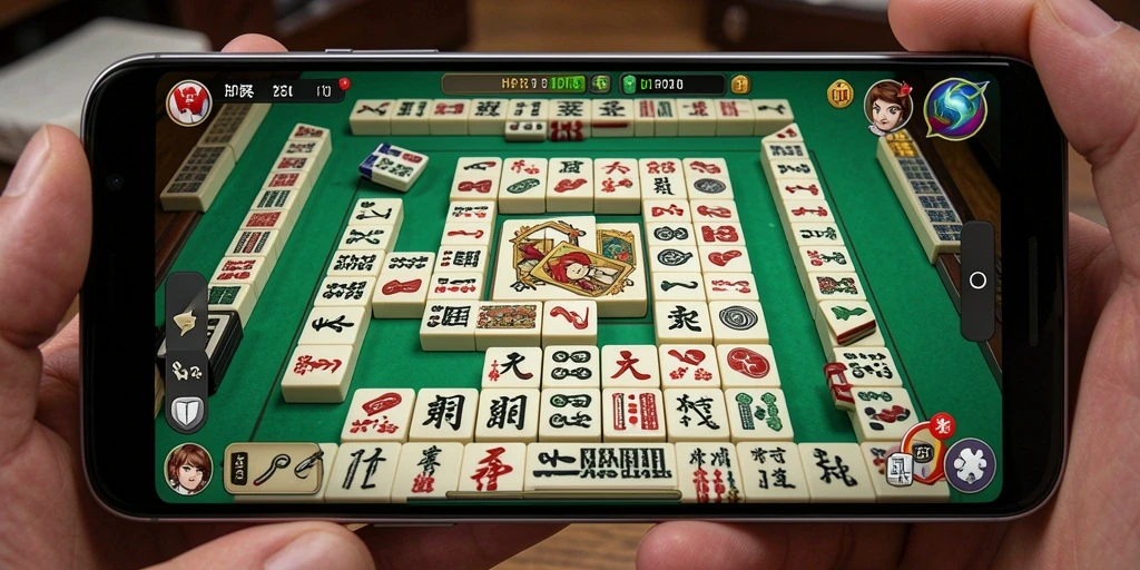 Gambaran gameplay HPTOTO dalam aksi mencocokkan ubin Mahjong.