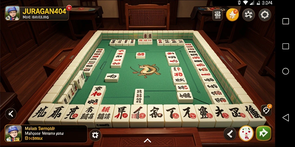 Screenshot gameplay JURAGAN404 menunjukkan momen seru mencocokkan ubin Mahjong.