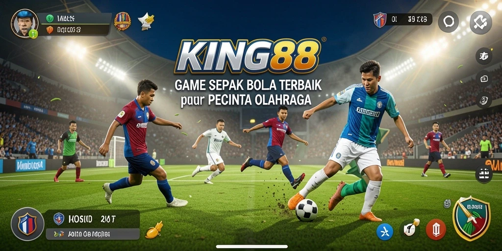 Screenshot utama KING88 menampilkan aksi mendebarkan dalam pertandingan sepak bola.
