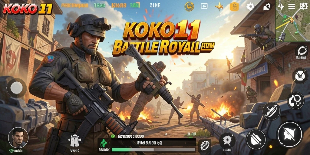 Tangkapan layar dari gameplay mendebarkan KOKO11 dalam pertempuran Battle Royale.