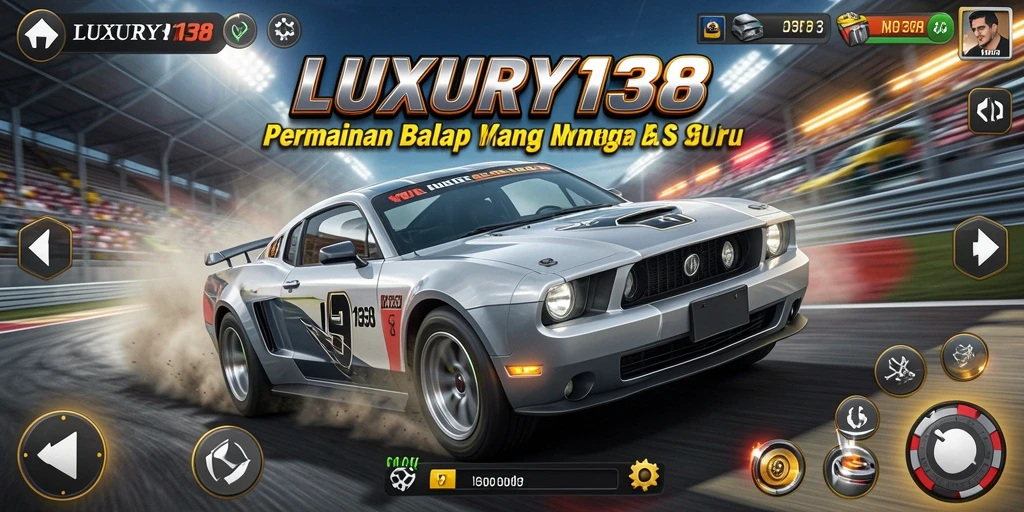 Tangkapan layar gameplay LUXURY138 dengan mobil balap yang cepat.