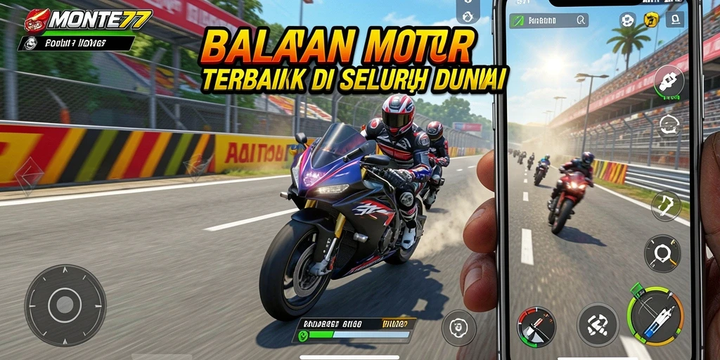 Screenshot gameplay <strong>MONTE77</strong> dengan aksi balapan motor yang penuh adrenalin.
